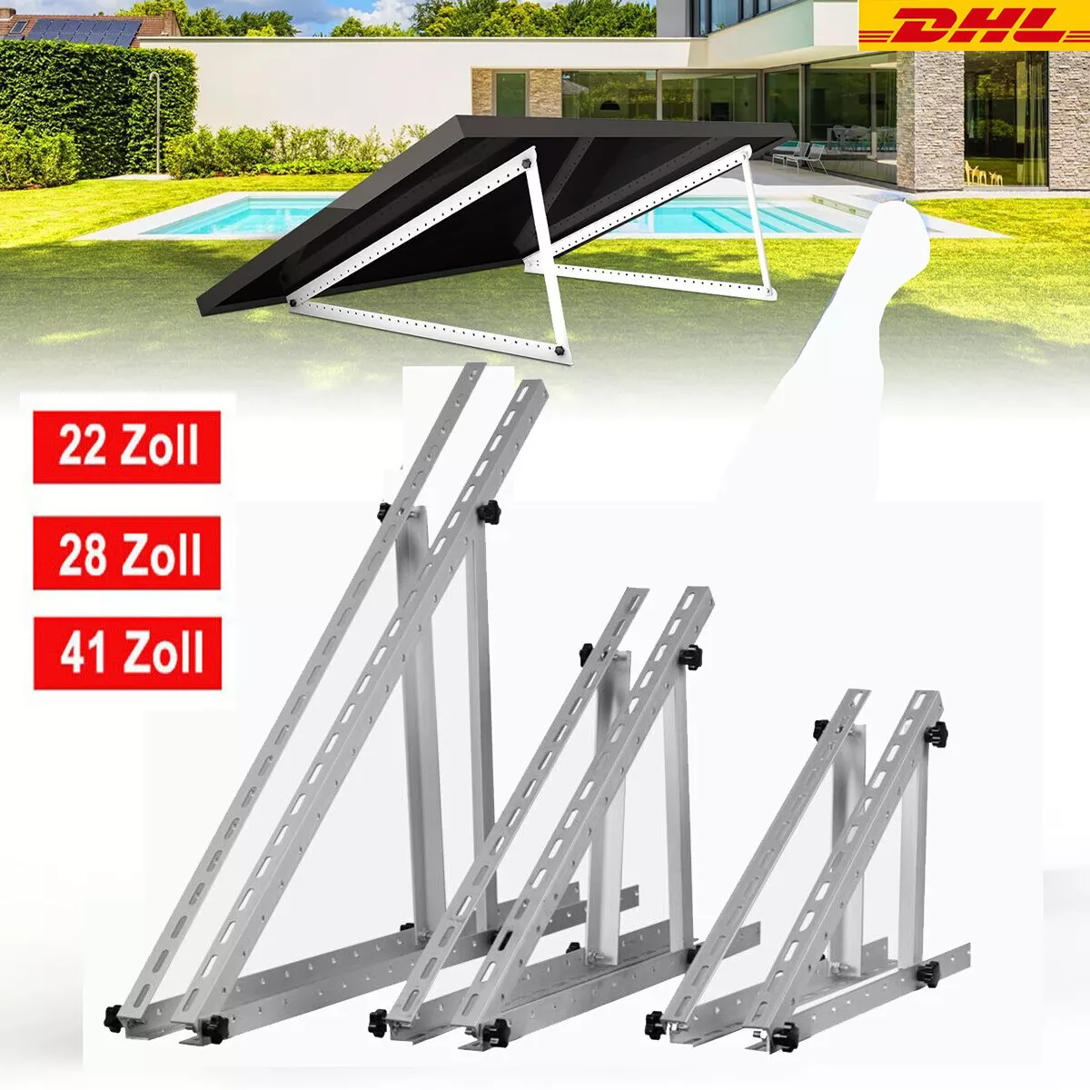 PV Solar Module Bracket Solar Panel Stand Up Up to 104cm Flat Roof DHL