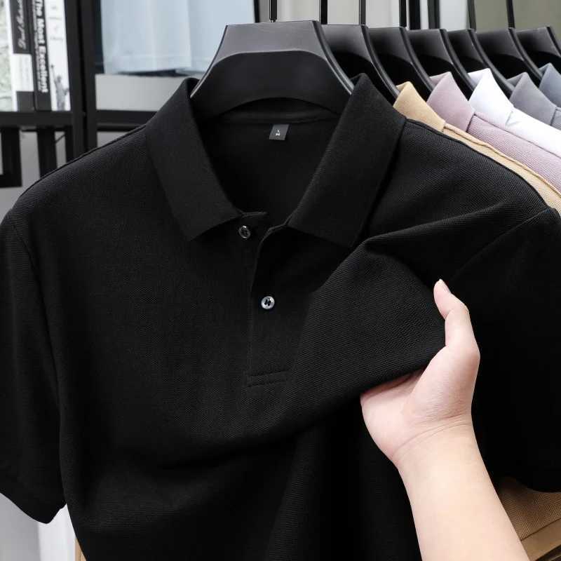 100% pure cotton boutique short-sleeved high-end mens polo shirt summer high-quality solid color tops business casual T-shirt XJ250725