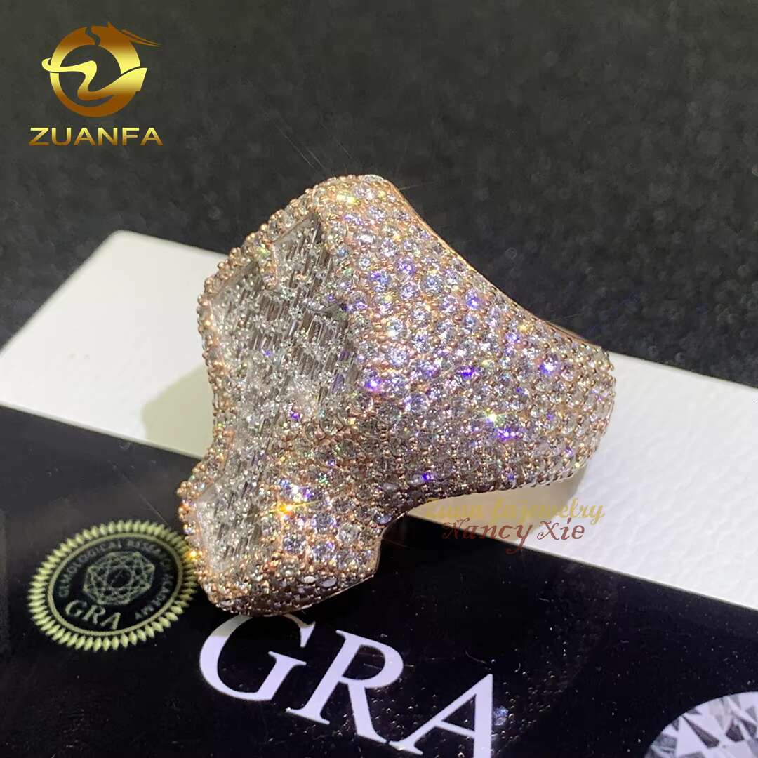 2 Color Cross Ring Hip Hop Jewelry S925 Vvs Moissanite Diamond Iced Out Ring for Men Women
