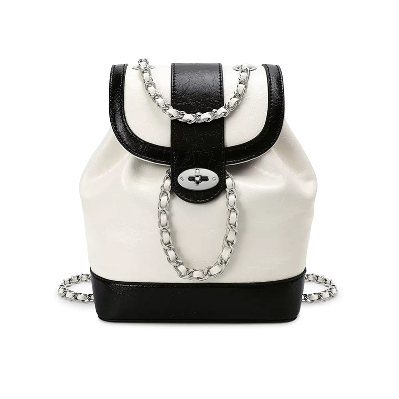 South Korea small niche real cowhide high-grade sense chain lightweight small fragrance backpack