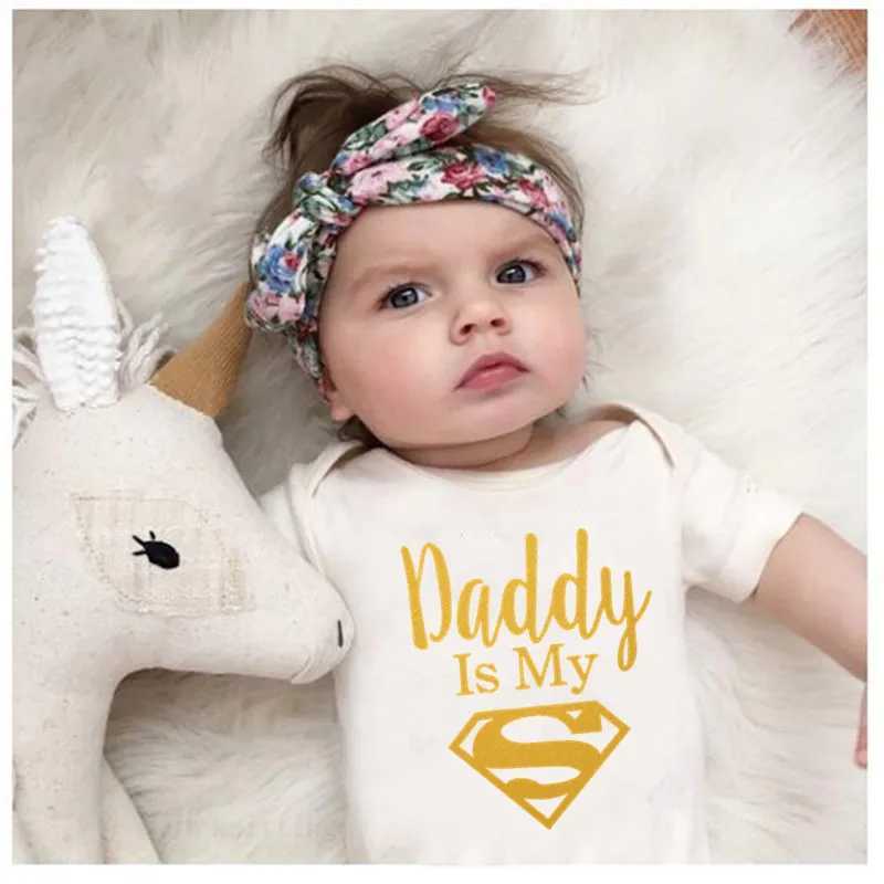 Baby jumpsuit newborn boys and girls clothing golden dad is my hero funny printed baby jumpsuit cute casual baby bodysuit Z250331