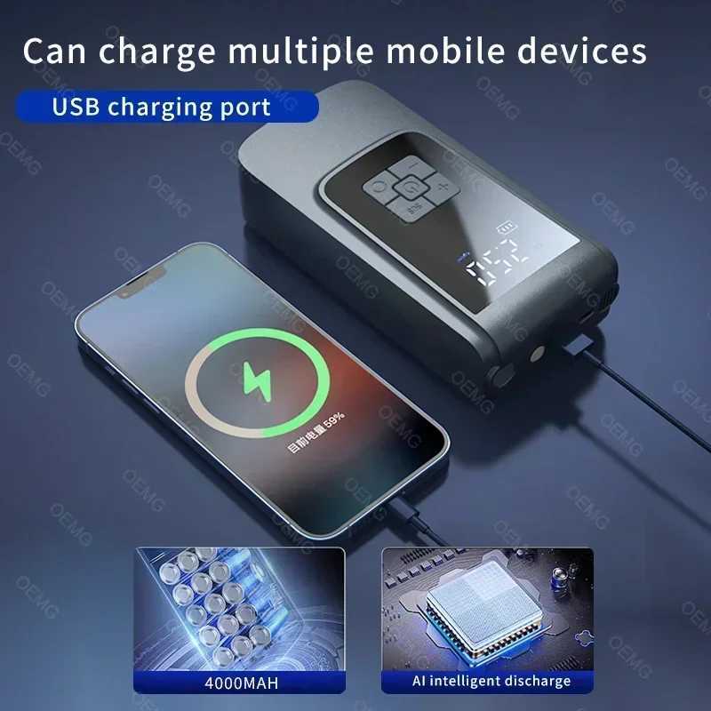 Wireless car air pump portable air compressor electric tire inflator with LCD digital display suitable for motorcycles and bicycle balls M250331