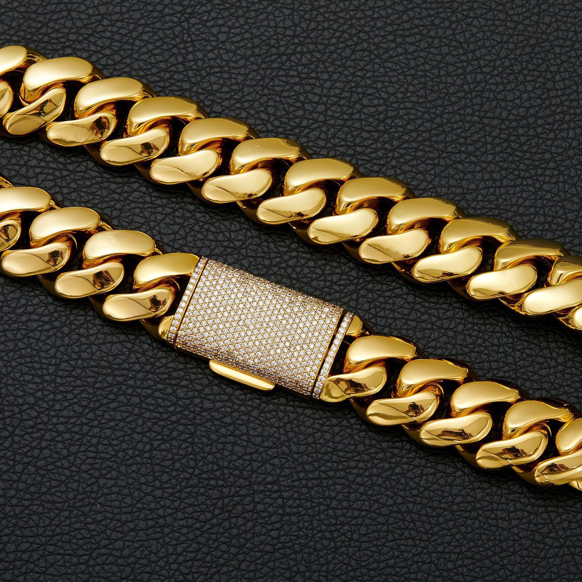 Cuban Chain Necklace for Men Gold Plated Hip Hop Jewelry Multiple Sizes Free Shipping