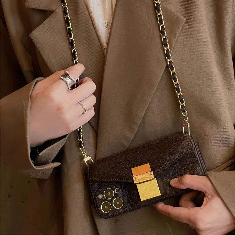 Étui de téléphone de concepteur de cross-body de luxe pour iPhone 16 Pro Max 15 Promax 14 plus 13 12 STRAPE SCHET SCOP-ON COUVERTURE BACK COVE FU