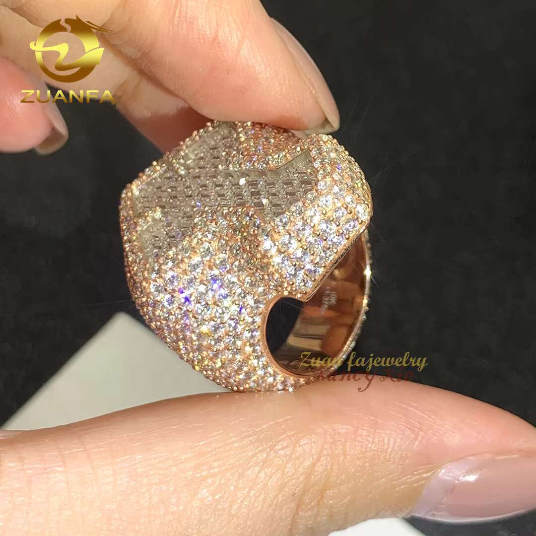 2 Color Cross Ring Hip Hop Jewelry S925 Vvs Moissanite Diamond Iced Out Ring for Men Women