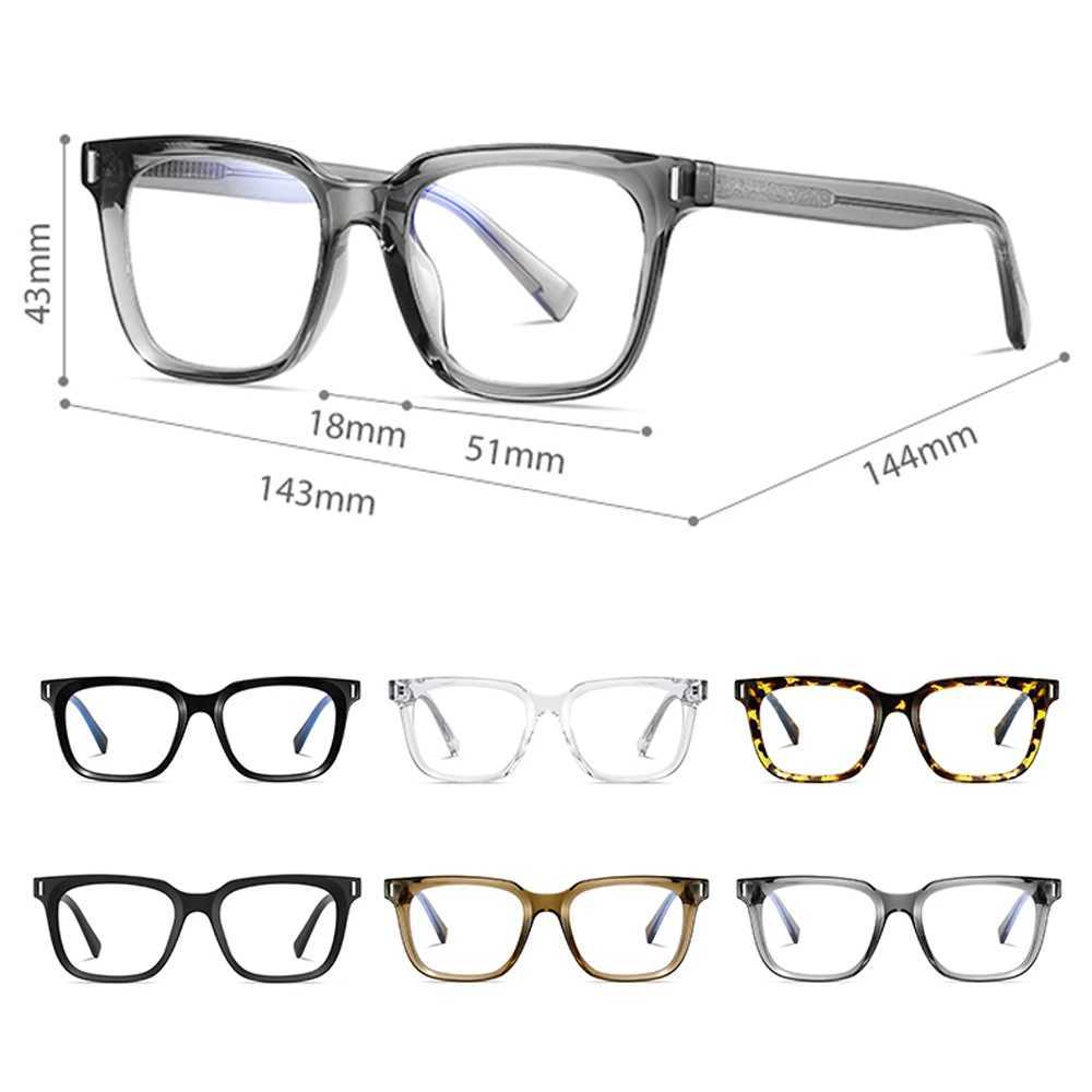 New Arrival Kachawoo Anti Blue Light Glasses TR90 Acetate Mens Square Glasses Frame Suitable for Female Trends Koren Style Neutral Transparent Grey Z2
