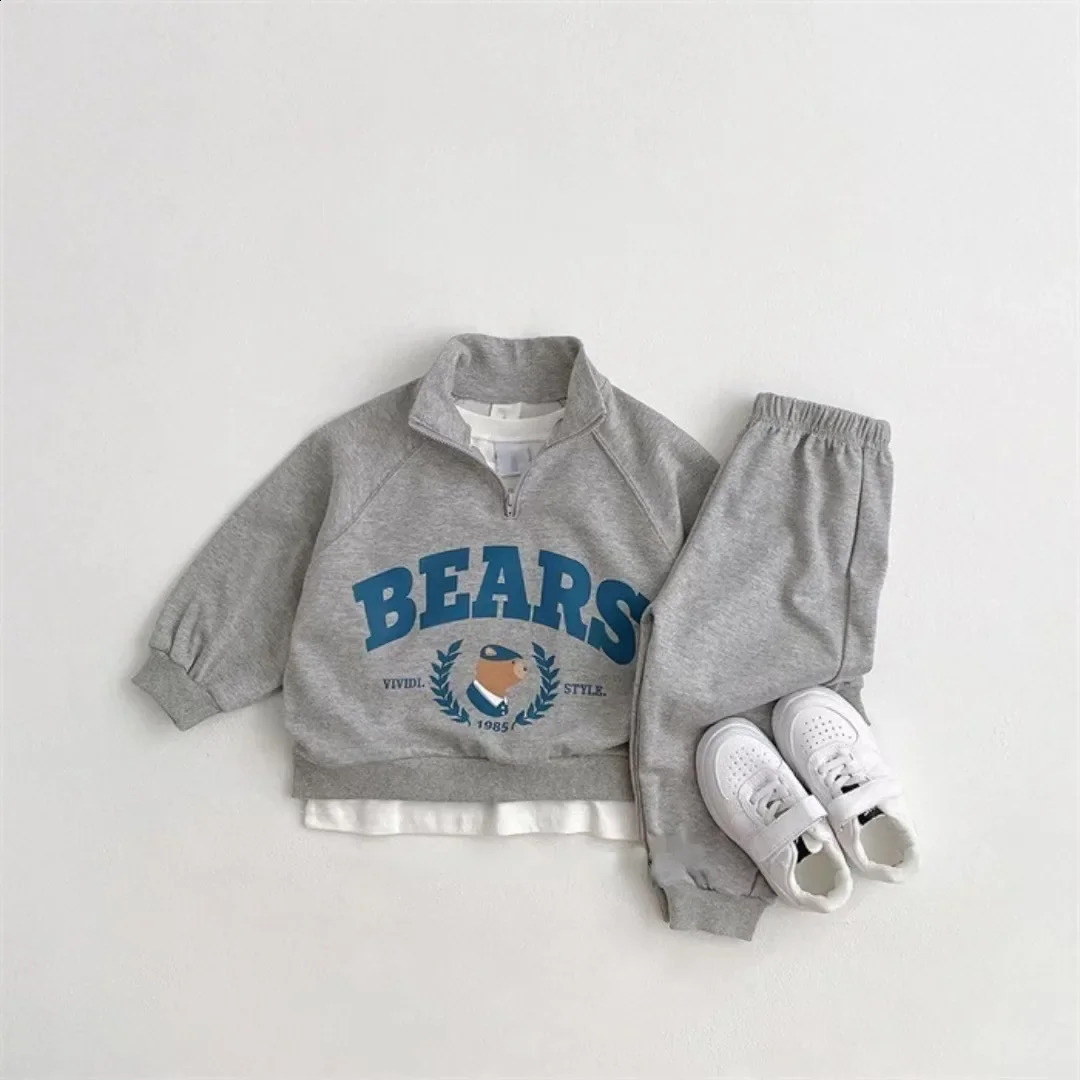 4732 Childrens Set 2024 Autumn Korean Boys SweaterPants Casual Sports Two Piece 250325z