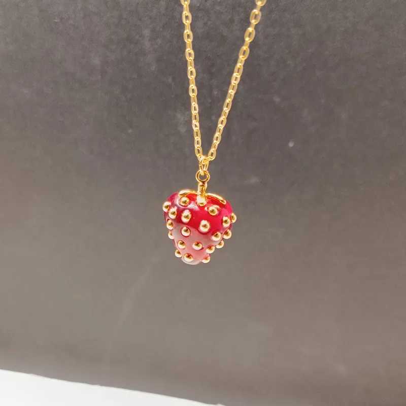 Bilandi Sweet Korean Temperament Red Strawberry Pendant Necklace For Women Jewelry Accessoreis Female Girl Party Gifts Z250331