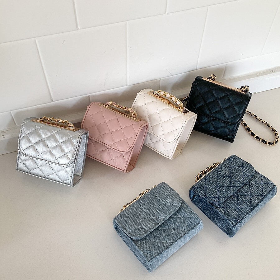 Mini Canvas Denim Bag Designer Ringer Clamshell Crossbody Bag Small Square Bag Fashion Chain Women's Bag