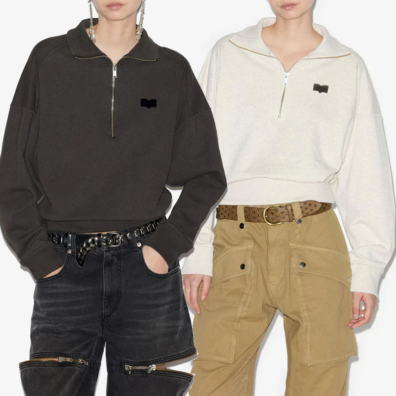 Designer Zipper Up Sweatshirt Fashion High Waist Coat Lapel Sweater Women Loose Tops