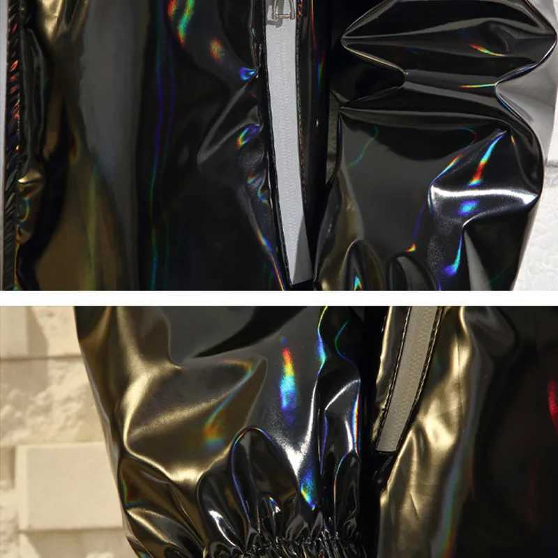 black silver shiny jacket mens bomber jacket Korean hip-hop jacket ultra-thin mens jacket and Coats street clothing hooded jacket M250331