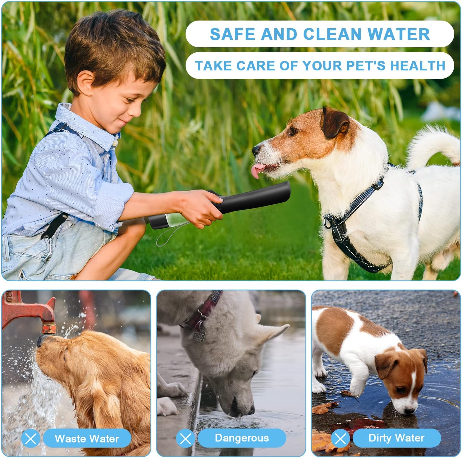 Dog Water Bottle with Food Container - Foldable Portable Puppy Travel Water Dispenser, Leak Proof Dog Water Bowl Summer Accessories for Pet Outdoor Wa - view 3