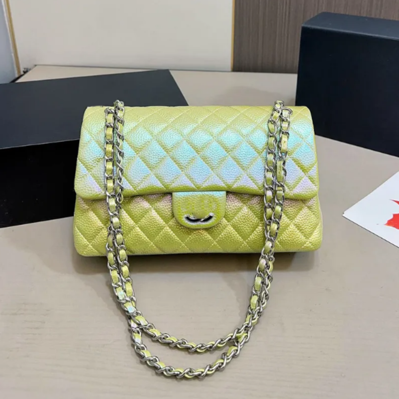 Designer Ladies Shoulder Bag cm Colored Leather Clamshell Quilted GoldSilver Hardware Metal Matilas Chain Hand Crossbody Bag Makeup Bag Dinner Bag Shopping Bag