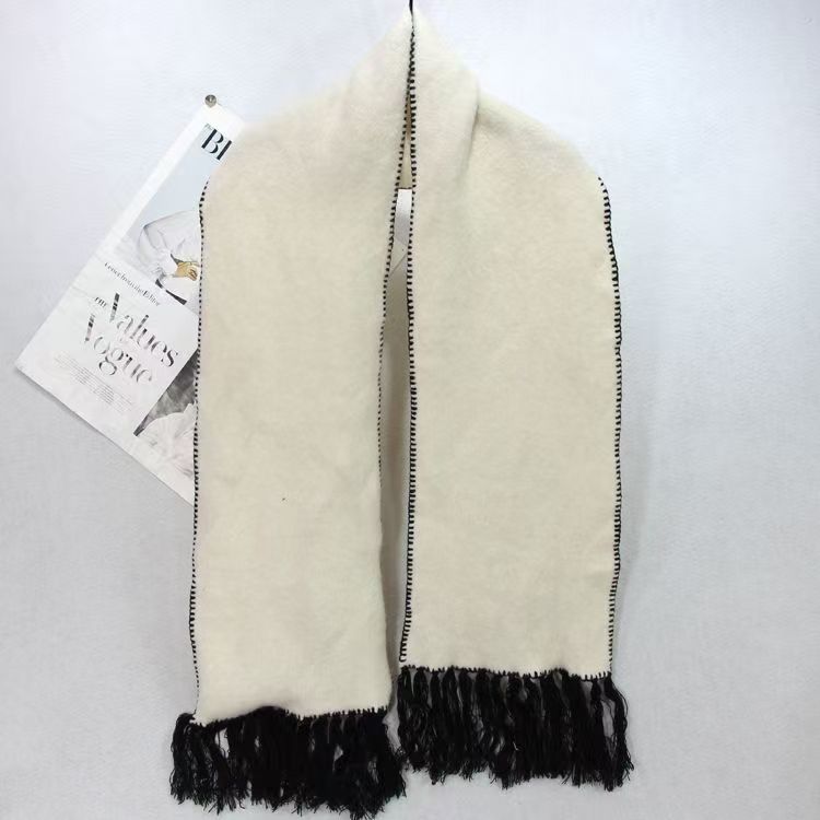 T382 tassel scarf women's outer wear knitted fashion long warm neck scarf autumn and winter wool