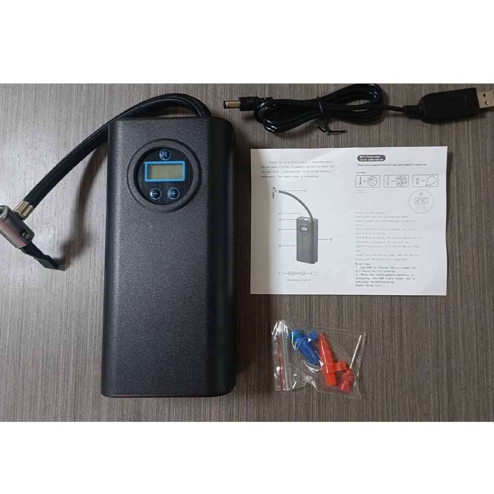 Electric air compressor rechargeable high-precision car tire inflator LCD display portable air pump O250331