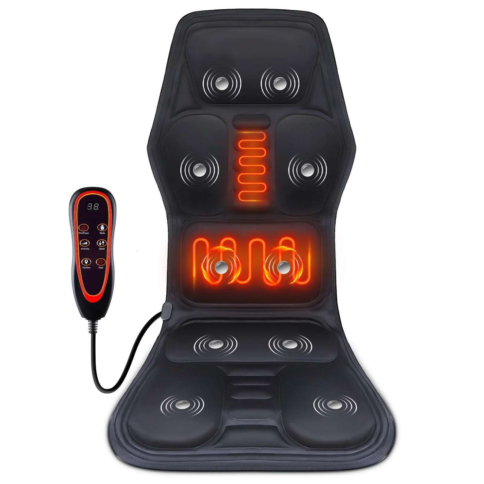 Electric Back Massager Infrared Full-Body Massage Cushion Heating Vibrator Car Home Office Lumbar Neck Mattress Chair Mat