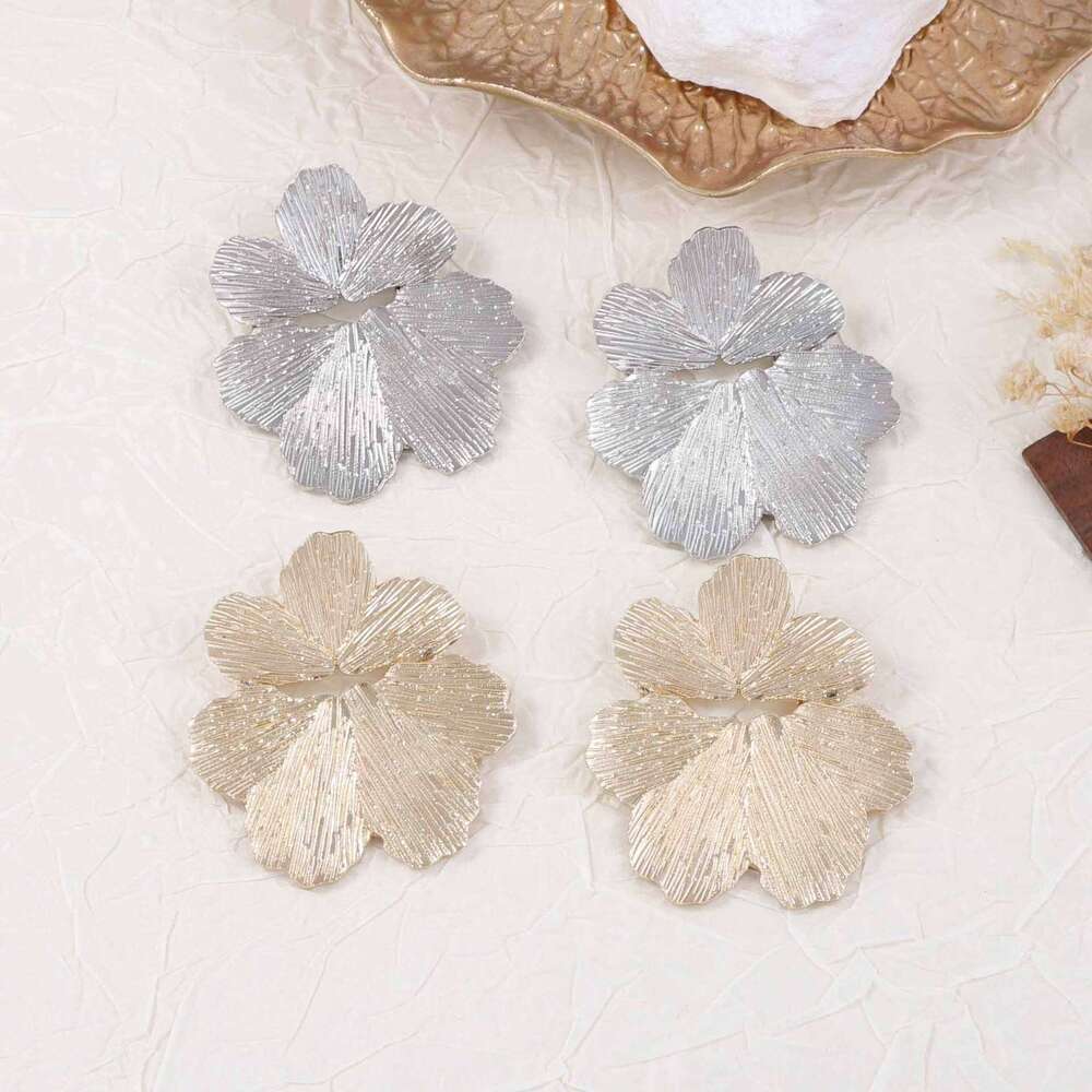 Unique Textured Flower Dangle EarringsArtistic Bold Yet Versatile Women Statement Earrings