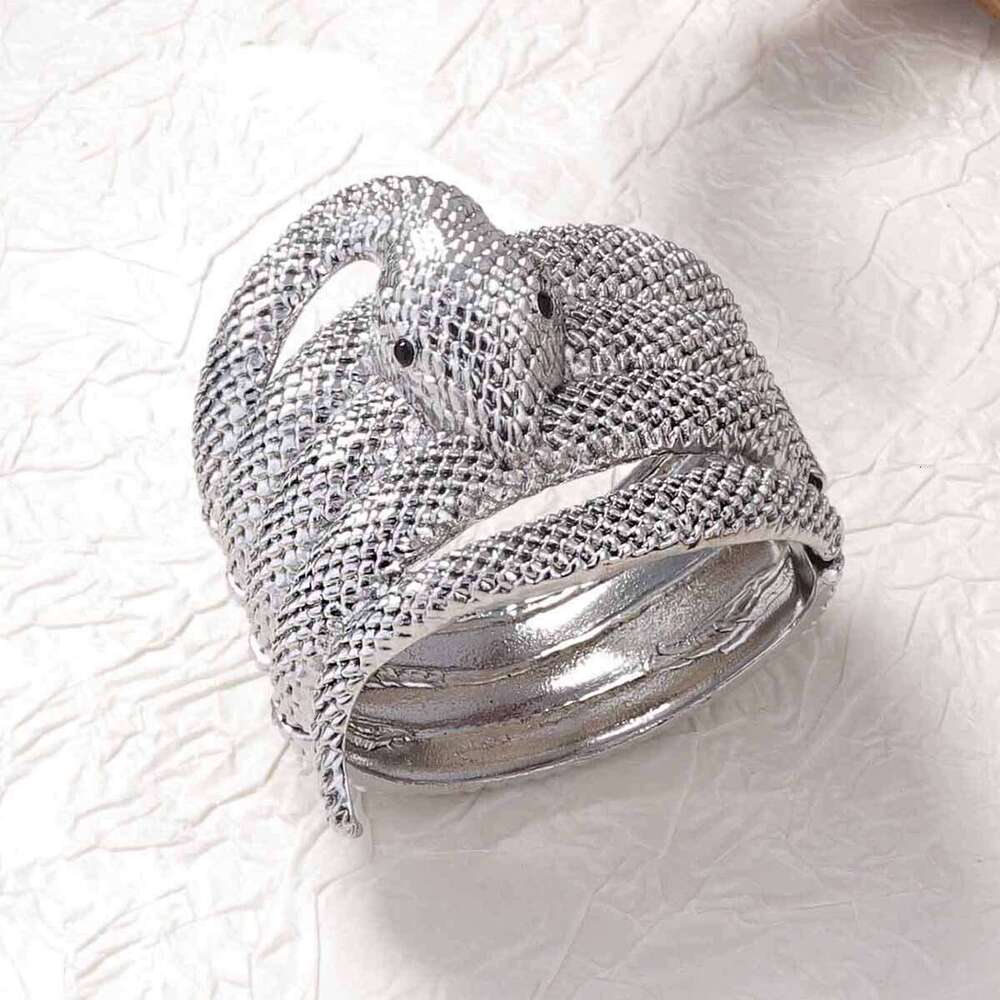 Vintage Elegant Heavy Duty Zinc Alloy Animal Wide Snake Bracelet - Stylish & Versatile Women's Casual Accessory