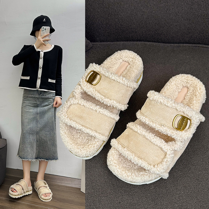 free Shipping sandals Open toed slippers Flat bottomed slippers Casual buckle sandals One word slippers 2025