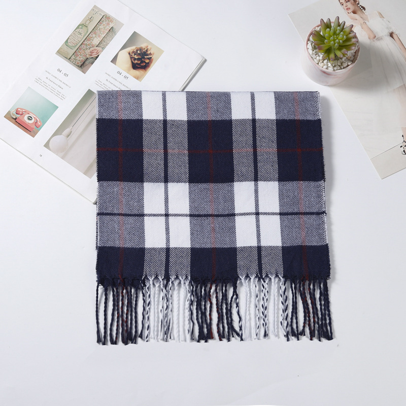 K268 Fashion British plaid imitation cashmere scarf children autumn and winter men's couple warm shawl foreign trade neck scarf manufacturer