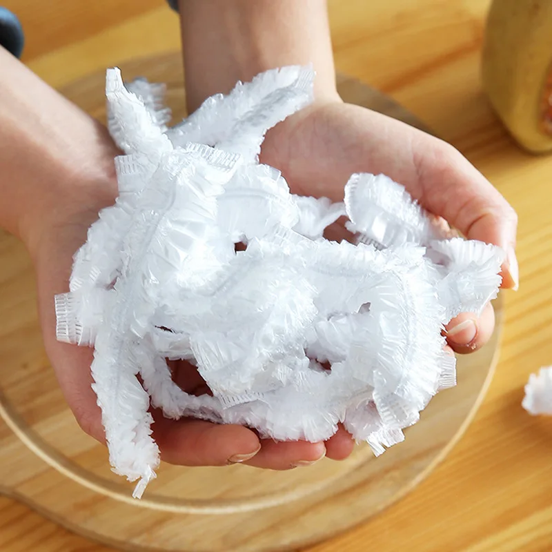 Disposable Food Cover Plastic Wrap Elastic Food Lids for Fruit Bowls Cups Caps Storage Kitchen Fresh Keeping Saver Bag 100pcs WLL2561