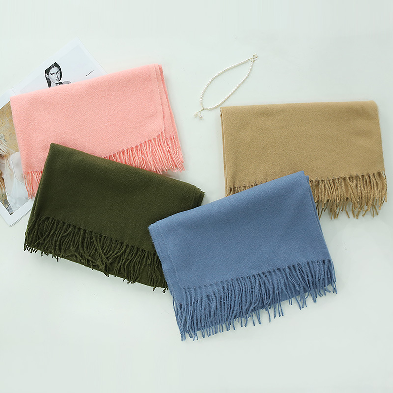 K269 Pure color imitation cashmere scarf for women 220g autumn and winter hot style thorn wool single color warm travel shawl foreign trade long scarf