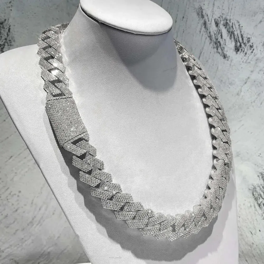 Custom Hip Hop Mossanite Necklace Jewelry VVS Sterg Sier Def 20Mm Dia Moissanite 14K Rose Plated Cuban k Chain