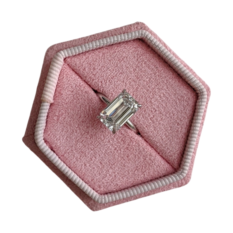 Jewelry 2.5 Carat E VS1 Lab Grown Diamond Elongated Emerald Cut Solitaire Ring For Women 14K White Gold Womens Engagement Ring Anniversary Wedding Rin