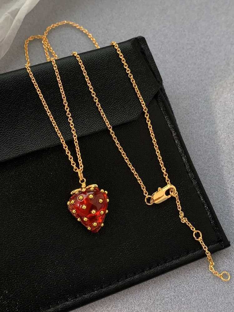 Bilandi Sweet Korean Temperament Red Strawberry Pendant Necklace For Women Jewelry Accessoreis Female Girl Party Gifts Z250331