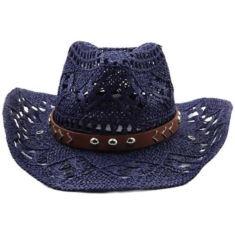 Straw Cowboy Hat Mens Wens Vintage Western Straw Cowgirl Hat Summer Sun hat BeachC250331