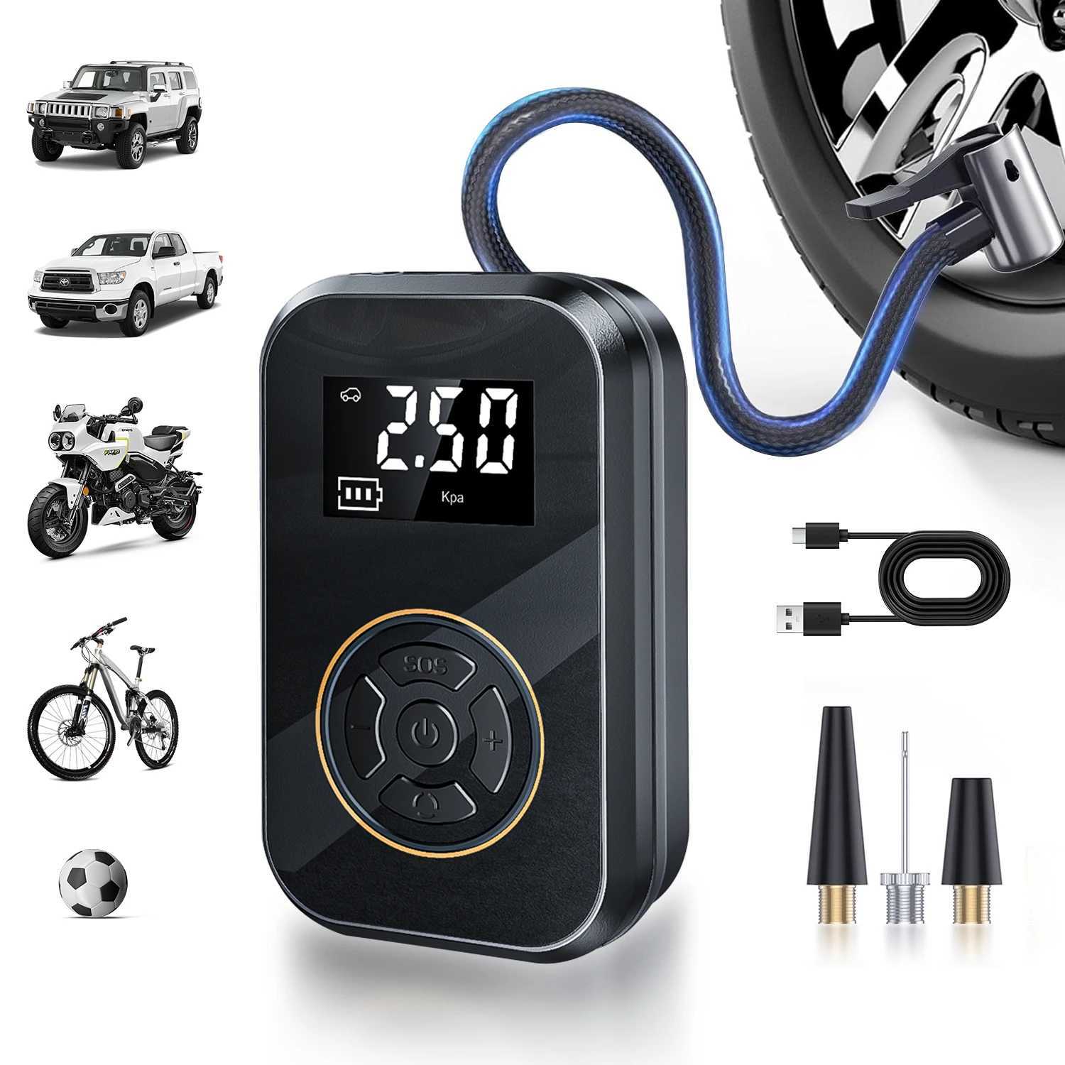 Belibuy portable tire inflator car tire inflator with digital display electric inflator mini bicycle air pump M250331