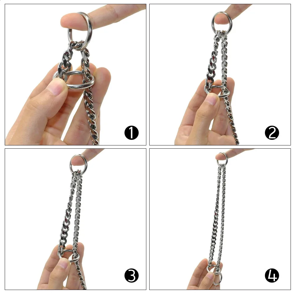 Dog Chain Collar Stainless Steel Dogs Slip Collars Metal Pet P Choke Chrome Plated Chian For Medium Large Dogs Training Pitbull 240722 LL