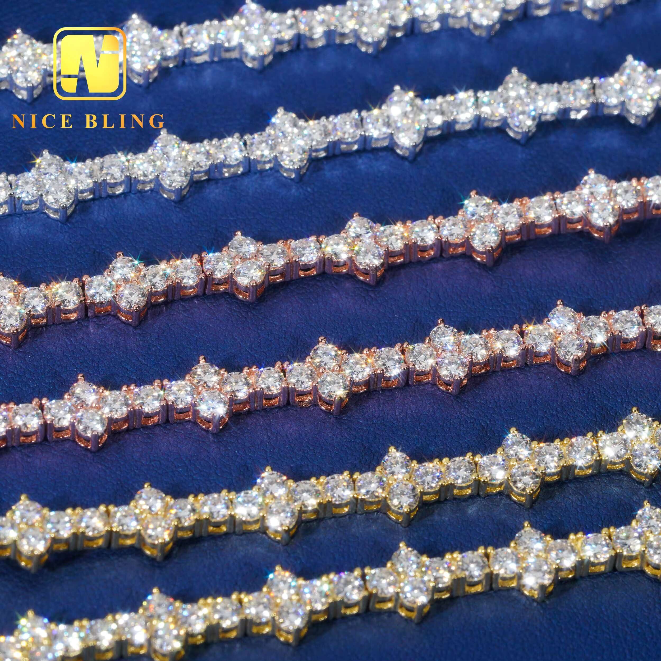 New Arrival Moissanite Tennis Chain Necklace 4MM Cross Tennis Necklace Hiphop Fashion Diamond Chains 925 Sterling Silver