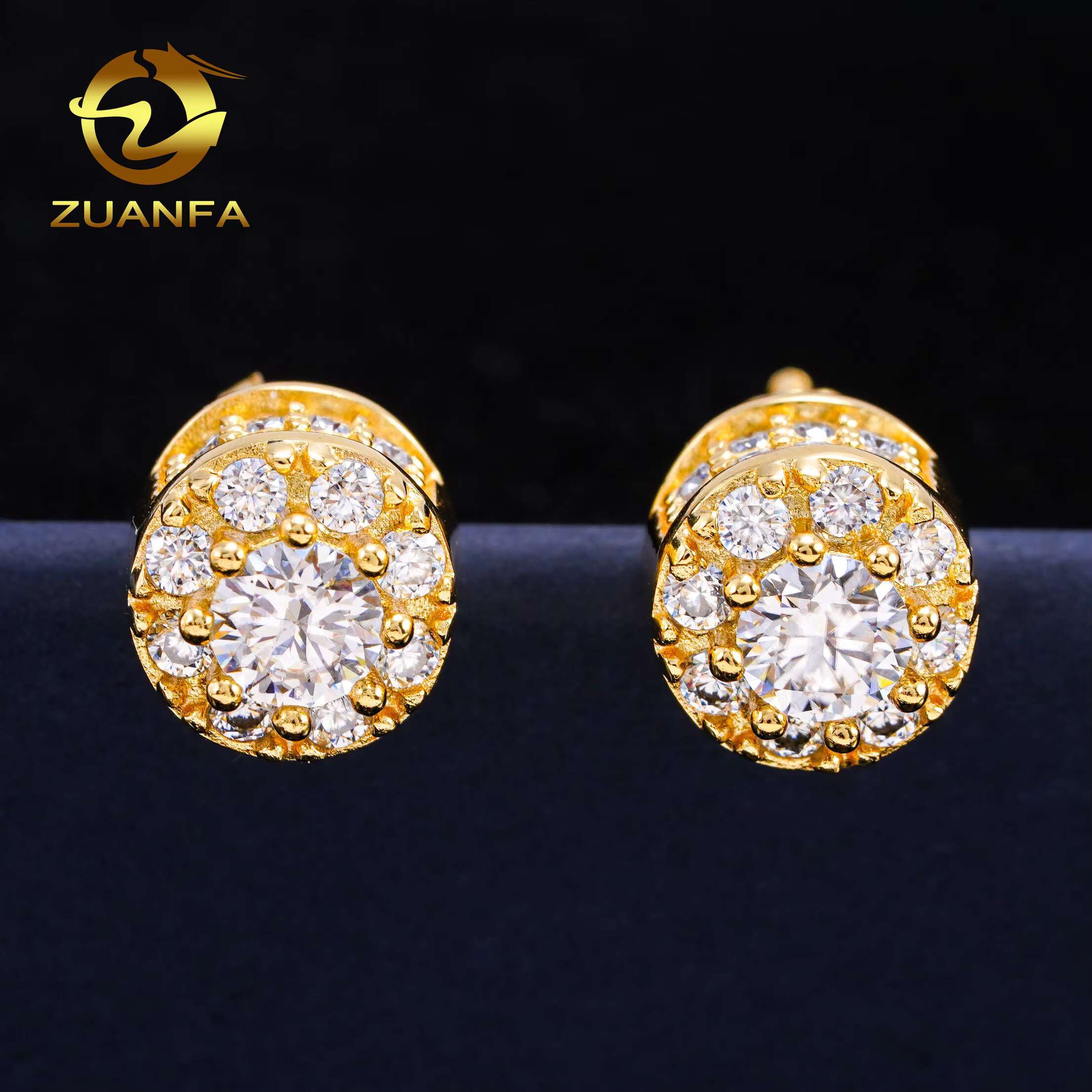 Wholesale Pass Diamond Tester Hot Selling Fine Jewelry Men Women Earring 925 Sterling Silver Hiphop VVS Moissanite Stud Earrings