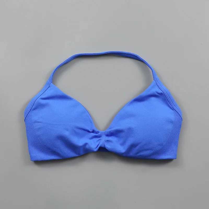 Impact Strappy Bra Womens Low Support Ruched Halter Sports Bra Sexy Open Back Gym Crop Top Fill Seamless Sports Yoga Vest TopXJ250331