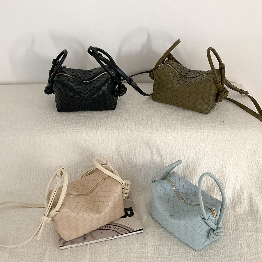 2025 New Braided Designer Bag Women's Single Shoulder Crossbody PU Leather Small Square Bag Commuter Dual Use