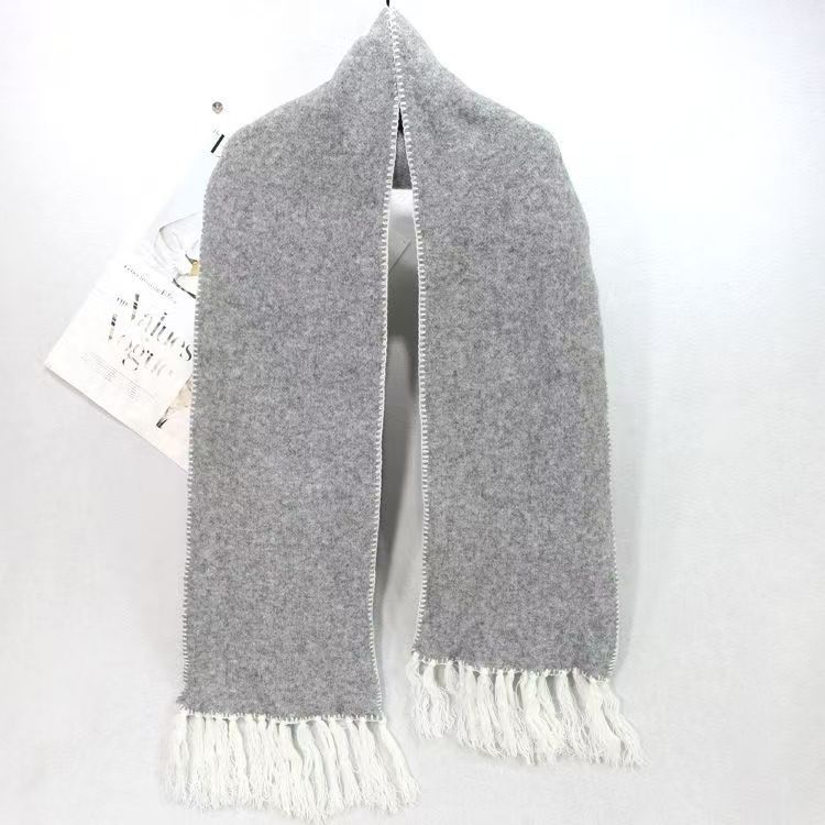 T382 tassel scarf women's outer wear knitted fashion long warm neck scarf autumn and winter wool