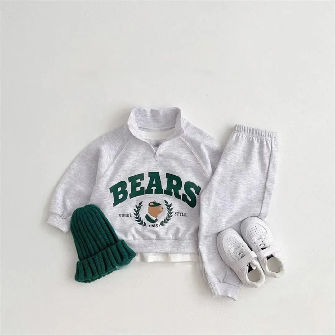 4732 Childrens Set 2024 Autumn Korean Boys SweaterPants Casual Sports Two Piece 250325z