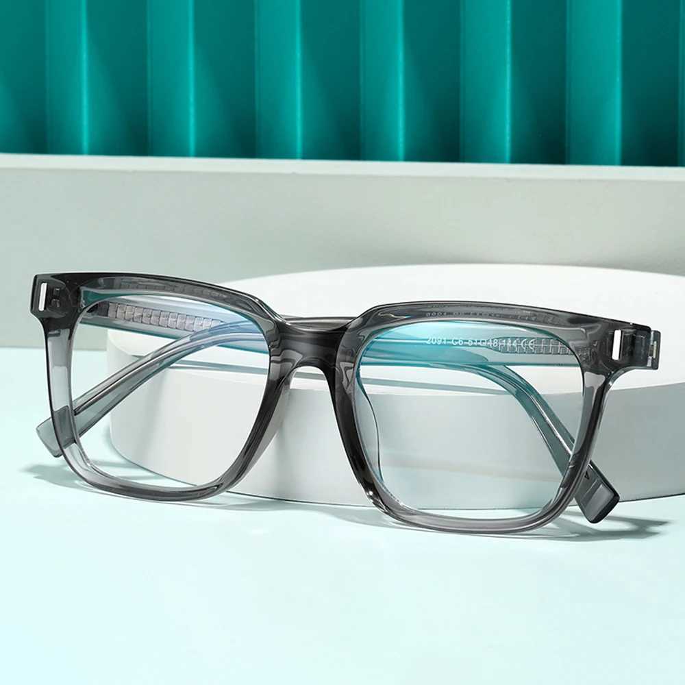 New Arrival Kachawoo Anti Blue Light Glasses TR90 Acetate Mens Square Glasses Frame Suitable for Female Trends Koren Style Neutral Transparent Grey Z2