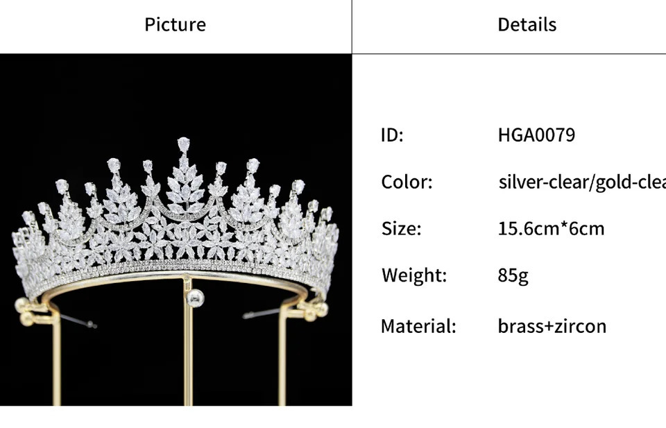 Bride Crowns For Wedding Headdress Cubic Zirconia CZ Tiaras Crowns For Women Sweet 16 Pageant Prom Hair Jewelry Headpiece250324