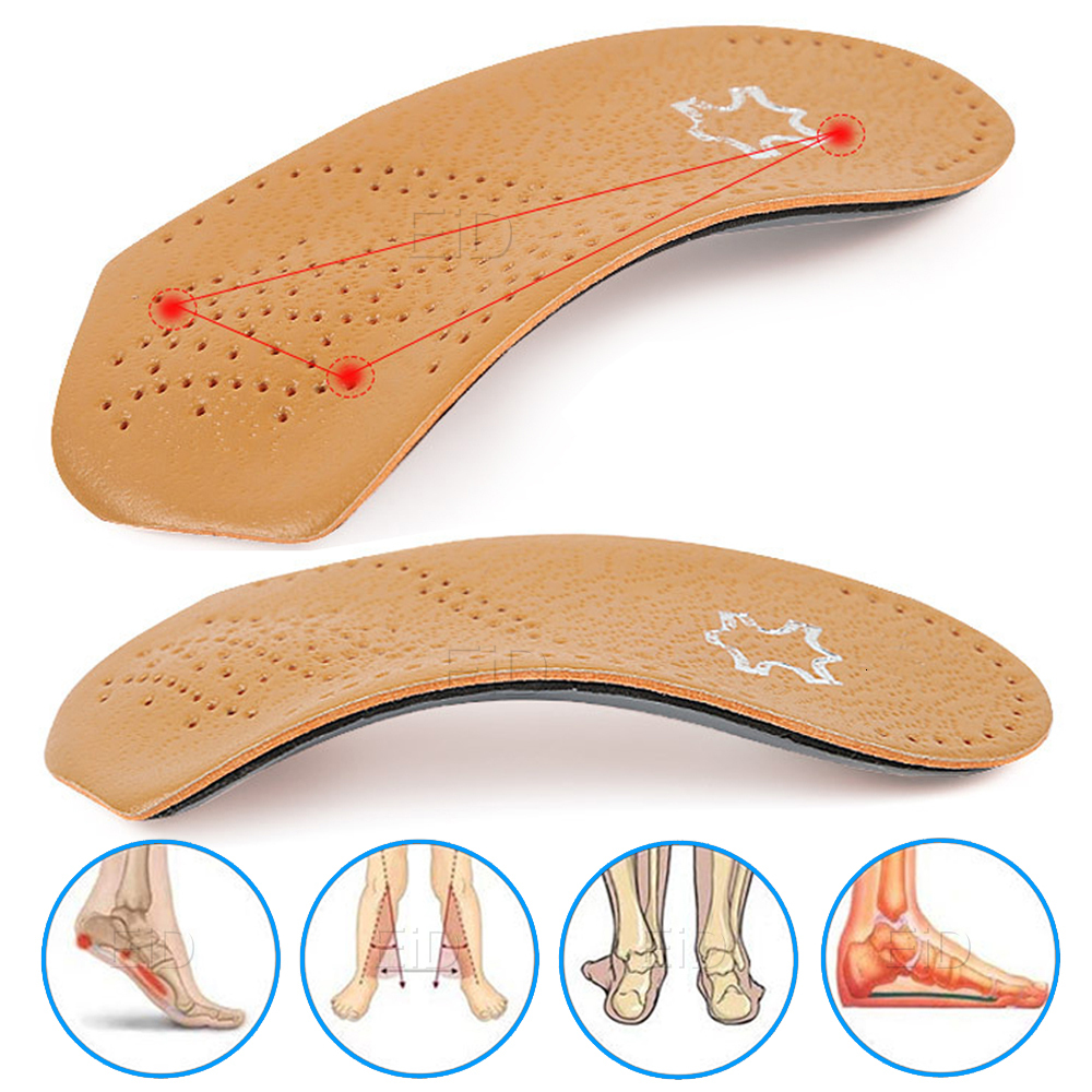 Leather Orthopedic Insoles Orthotics Flat Foot Health Sole Pad Heel Cushions Shoes Insert Arch Support Pad For Plantar fasciitis
