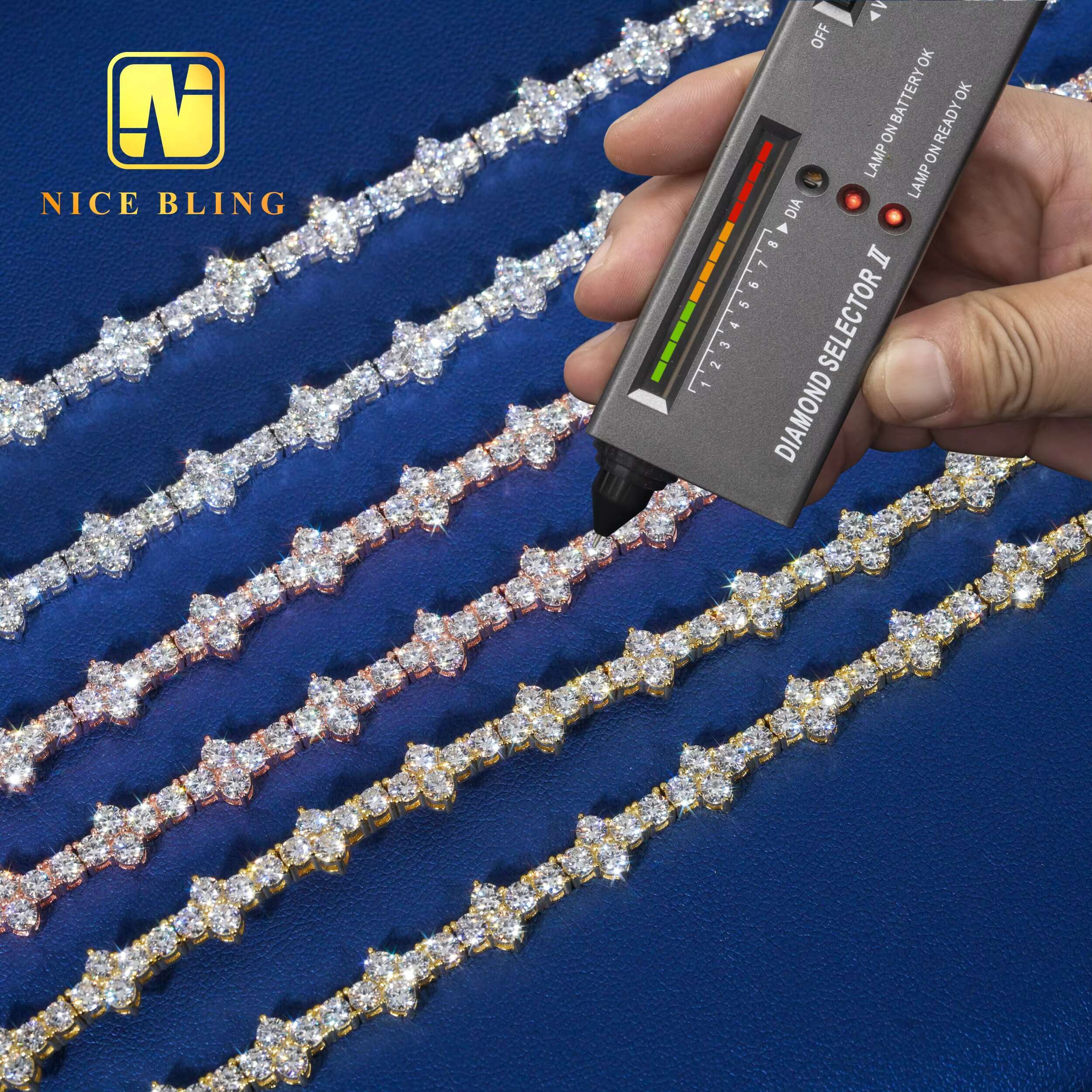 New Arrival Moissanite Tennis Chain Necklace 4MM Cross Tennis Necklace Hiphop Fashion Diamond Chains 925 Sterling Silver