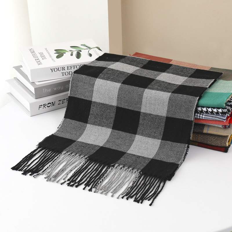 K268 Fashion British plaid imitation cashmere scarf children autumn and winter men's couple warm shawl foreign trade neck scarf manufacturer