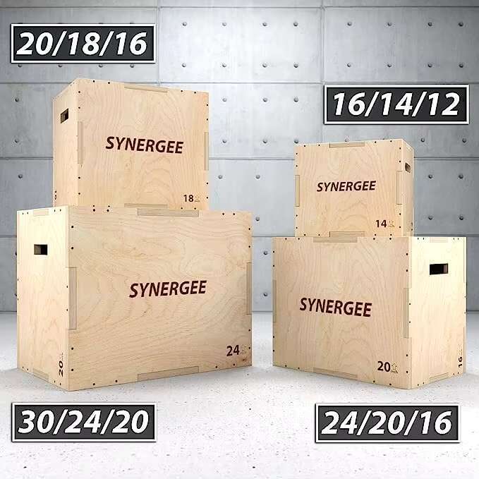 Synergee 3-in-1 plymetric training and adjustment wooden plyo box for jumping practice