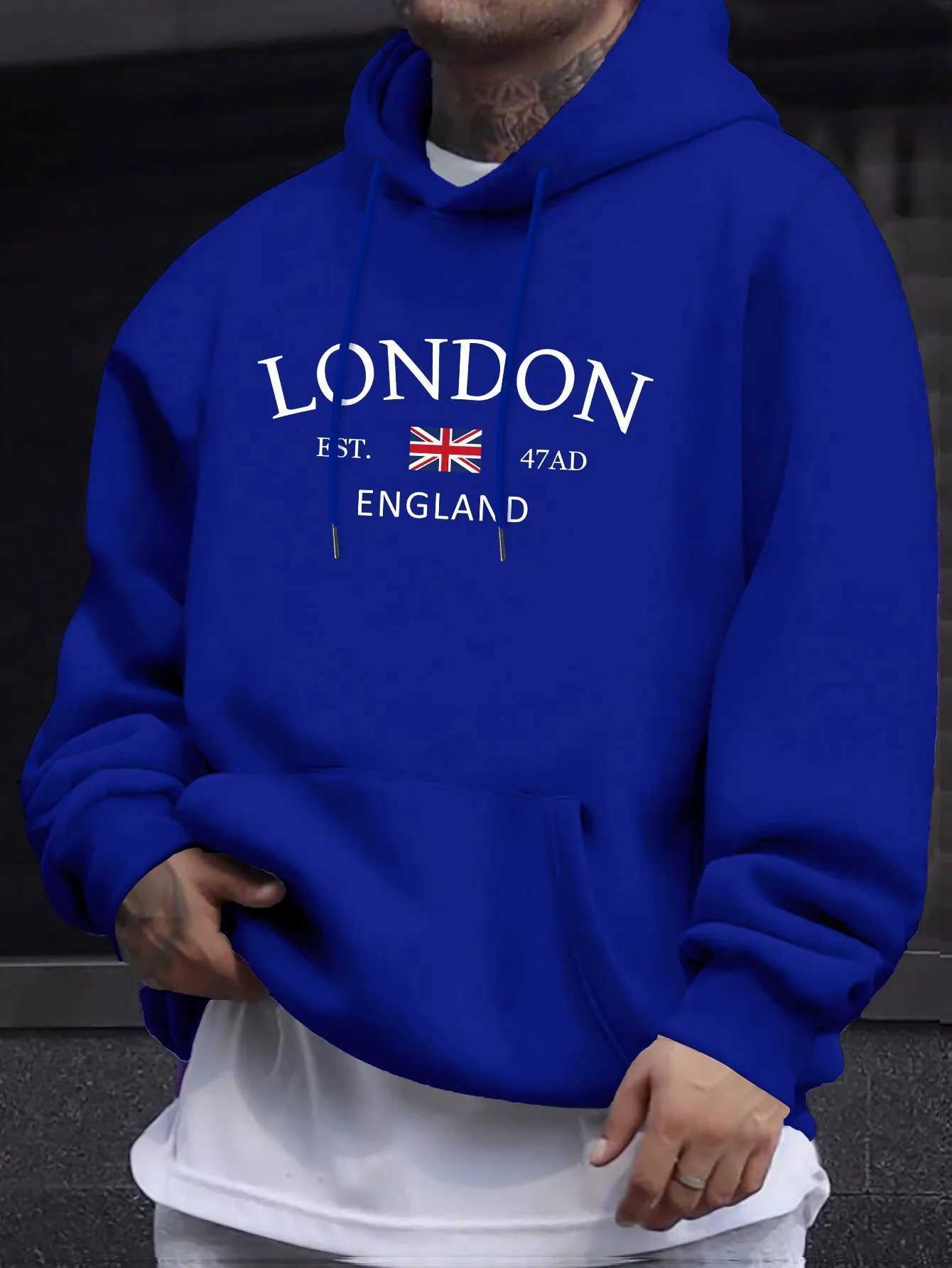 London Fashion Print Hoodies For Men Casual Autumn Winter casual sweatshirt Kangaroo pocket Long sleeve Autumn/Winter simple W251106