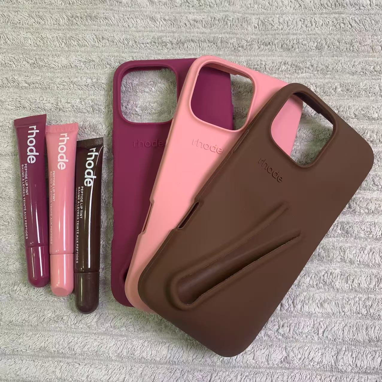 rhode phone case With lip gloss Lipstick Case iphone 16 pro max cases Lipstick Lip Balm 3D Make-Up Silicone Phone Case for iPhone 15 14 13 Holder Cove