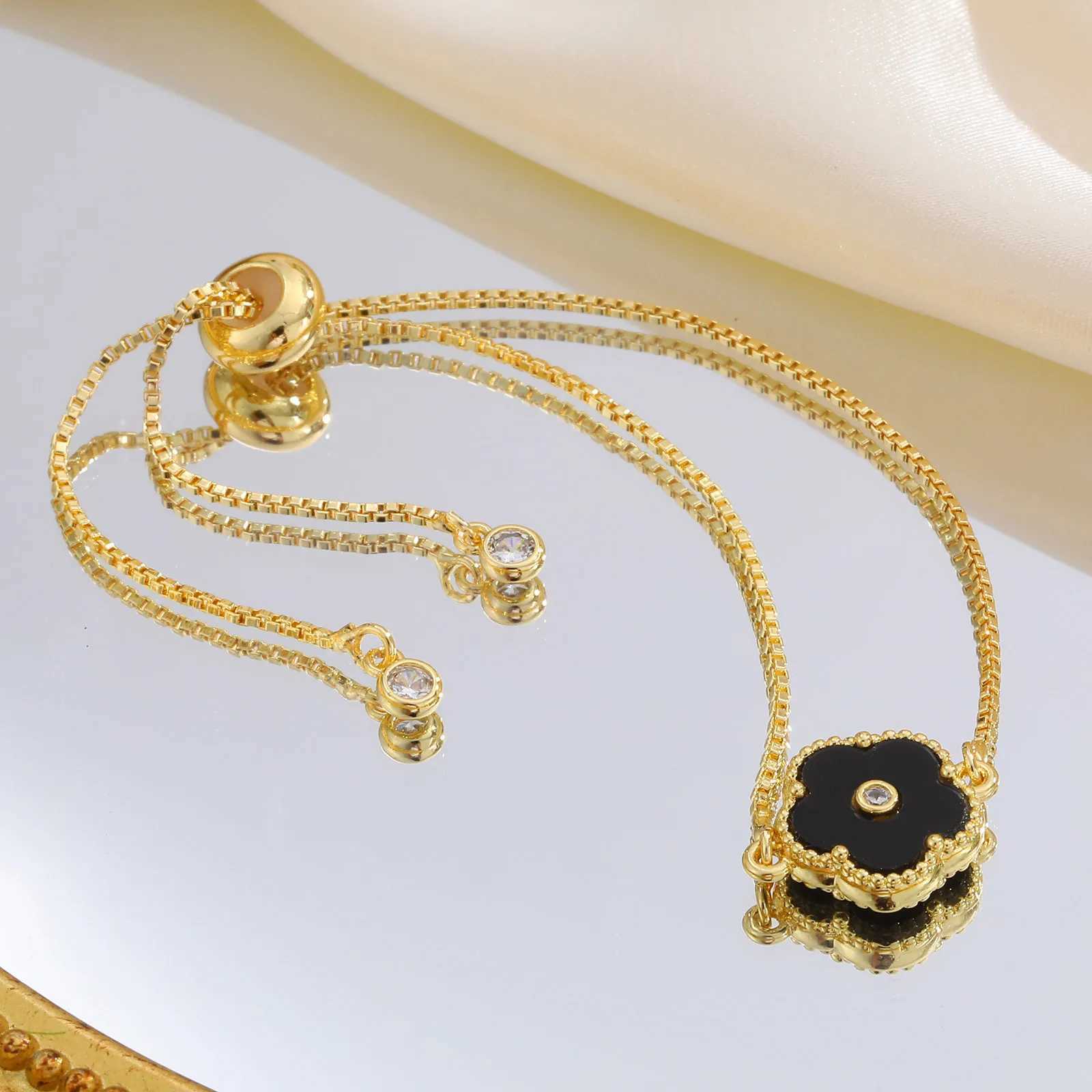 Prjewel Dainty Lucky Charm Bracelet Elegant Jewelry StainlESS Steel Colored Wer Wristband Zircon Tail Chain BraceletT250331