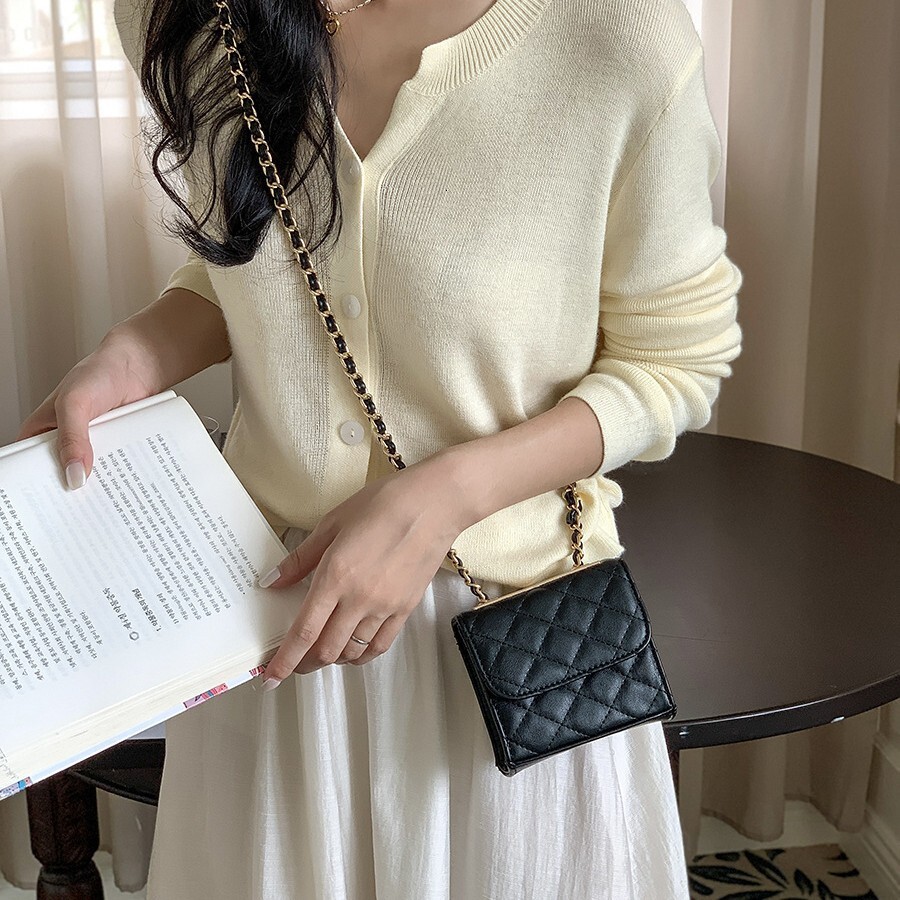 Mini Canvas Denim Bag Designer Ringer Clamshell Crossbody Bag Small Square Bag Fashion Chain Women's Bag