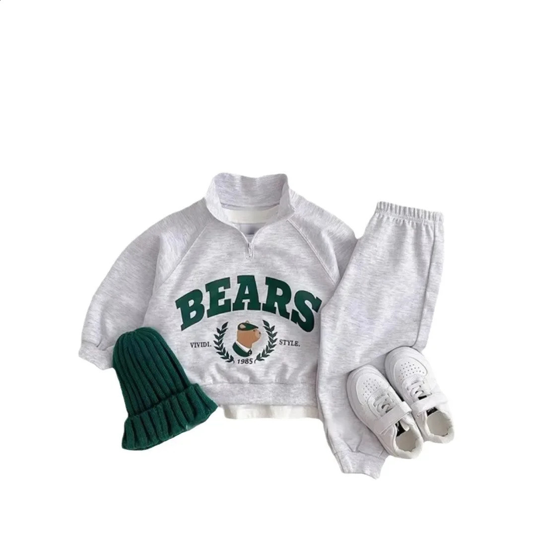 4732 Childrens Set 2024 Autumn Korean Boys SweaterPants Casual Sports Two Piece 250325z