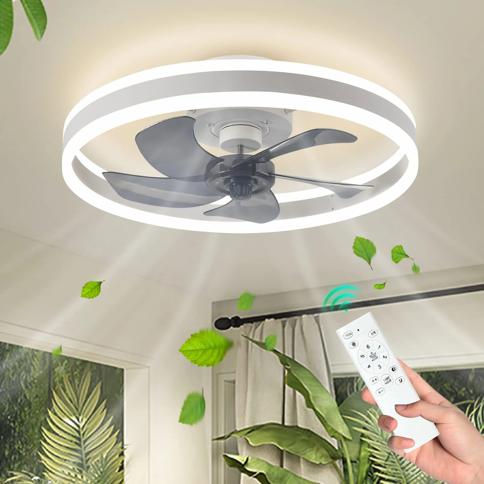 Ceiling Fan With Light And Remote Control Fanstira LED Lamp Small Decorative Fans Cooler Decoration For Bedroom Home Appliance 250325